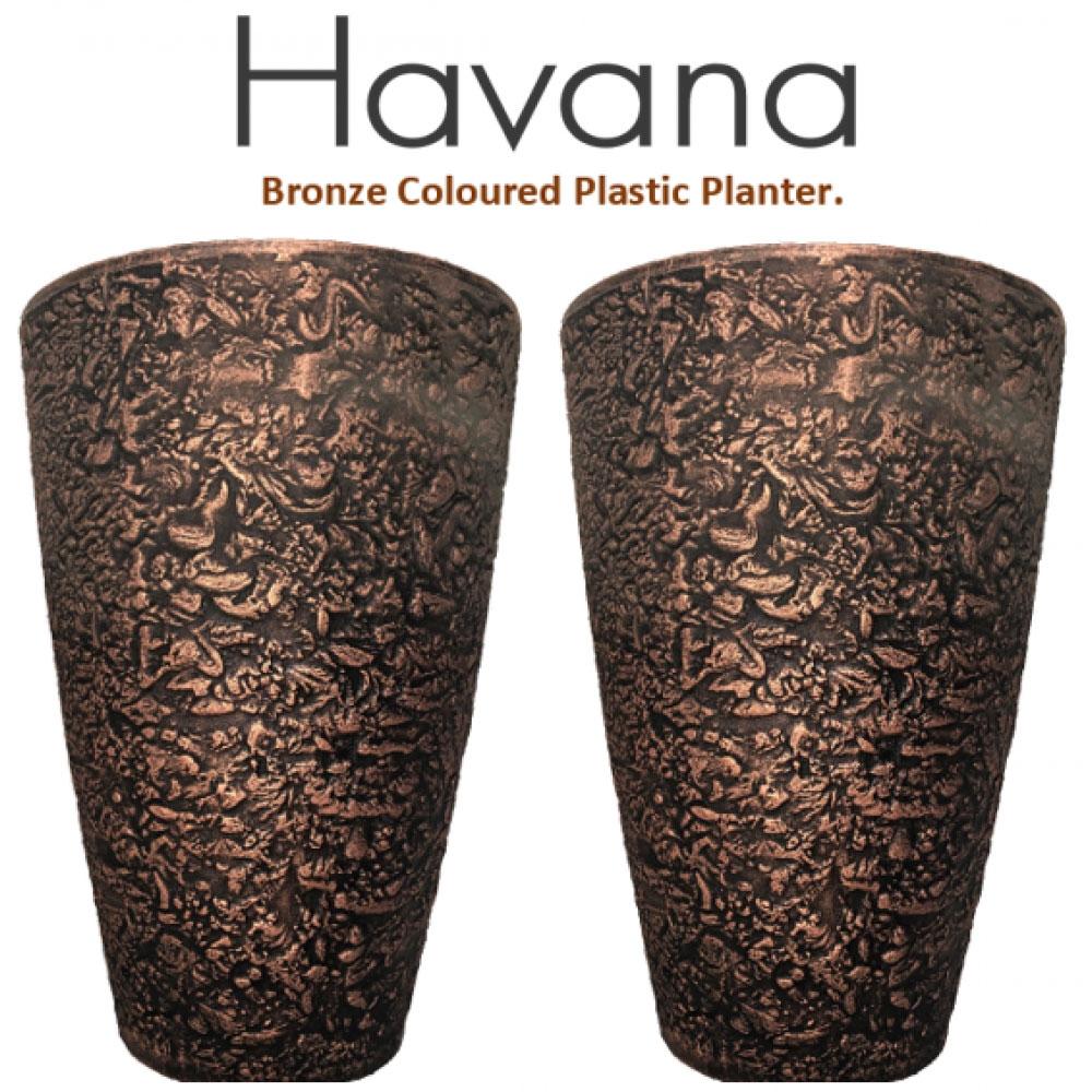 Havana Bronze Coloured Plastic Planter 48cm x 33cm {Twin Pack}