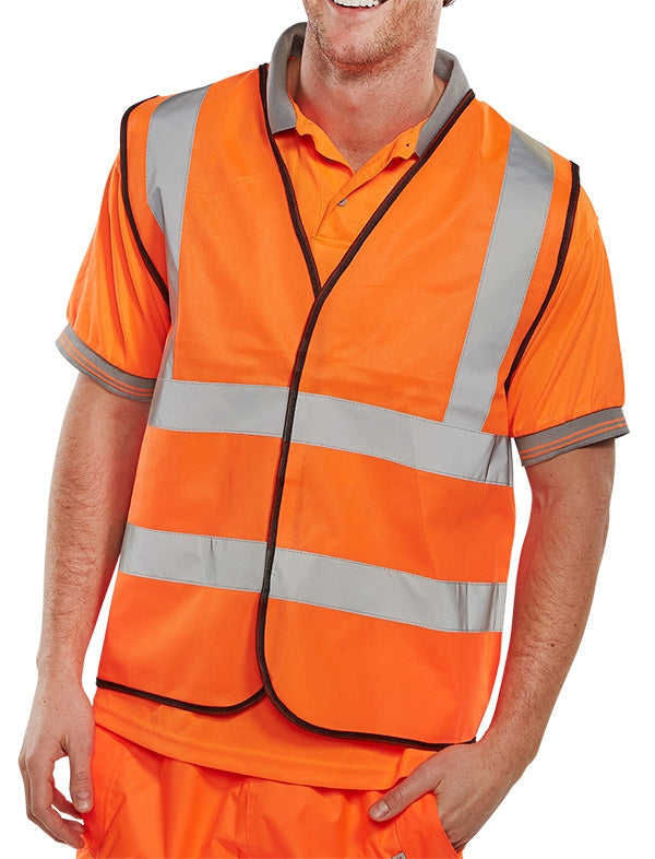 Hi Visibility Vest/Waiscoat ORANGE & Black Piping Conforms to EN ISO 20471 Standard {All Sizes}