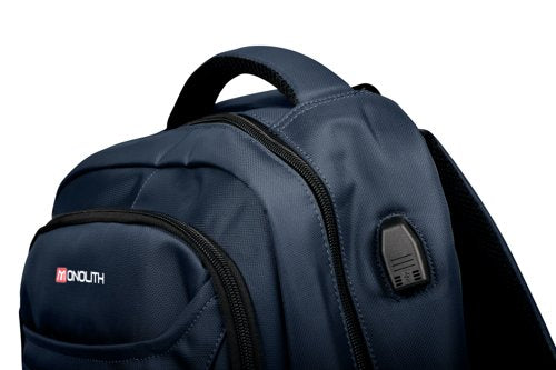 Monolith 15.6 Inch Business Commuter Laptop Backpack USB/Headphone Port Navy Blue 9114B