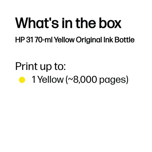 HP 31 Original Ink Bottle 70-ml Yellow 1VU28AE