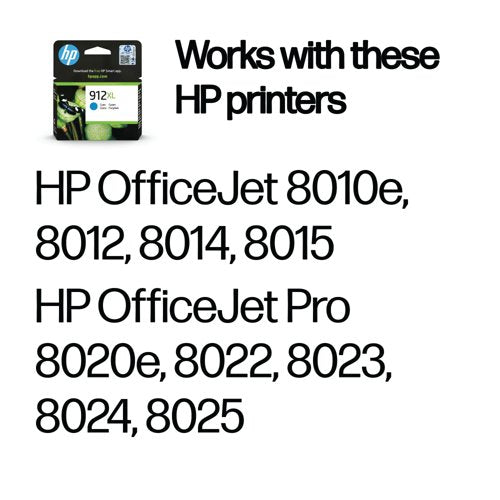 HP 912XL Original Ink Cartridge High Yield Cyan 3YL81AE