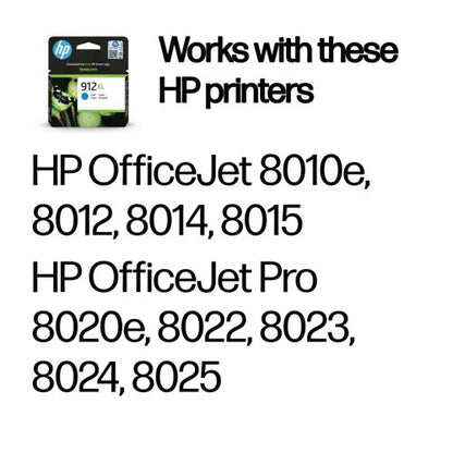HP 912XL Original Ink Cartridge High Yield Cyan 3YL81AE