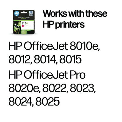 HP 912XL Original Ink Cartridge High Yield Magenta 3YL82AE