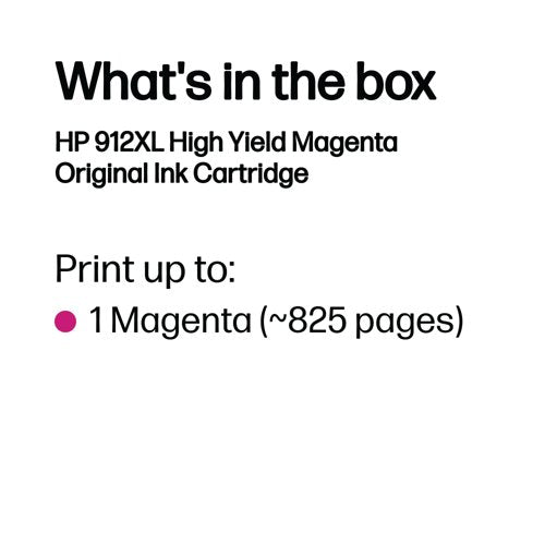HP 912XL Original Ink Cartridge High Yield Magenta 3YL82AE