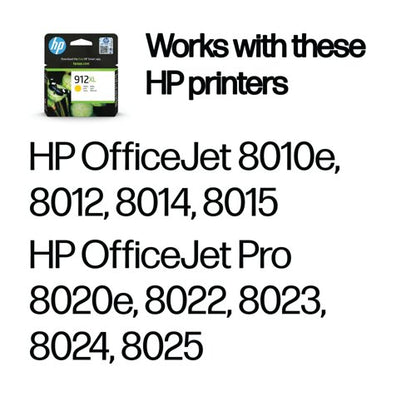 HP 912XL Original Ink Cartridge High Yield Yellow 3YL83AE