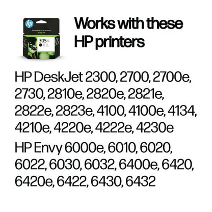 HP 305XL Original Ink Cartridge High Yield Black 3YM62AE