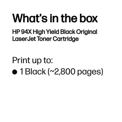 HP 94X Original LaserJet Toner Cartridge High Yield Black CF294X