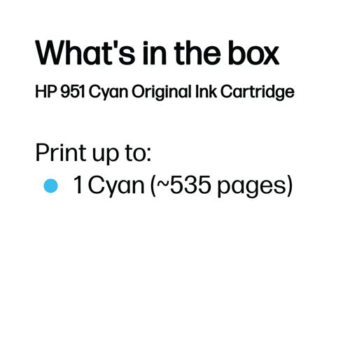HP 951 Original Ink Cartridge 8.5-ml Cyan CN050AE