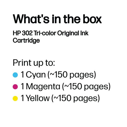 HP 302 Original Ink Cartridge 4-ml Tri-color F6U65AE