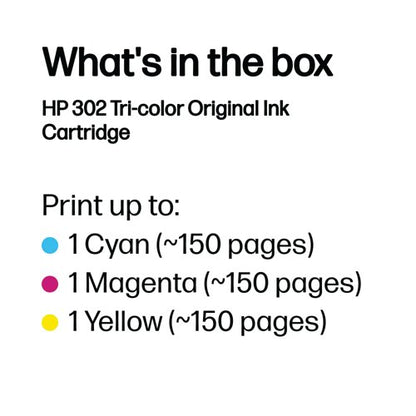 HP 302 Original Ink Cartridge 4-ml Tri-color F6U65AE