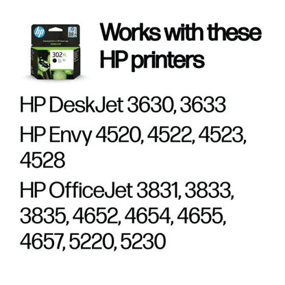 HP 302XL Original Ink Cartridge High Yield Black F6U68AE
