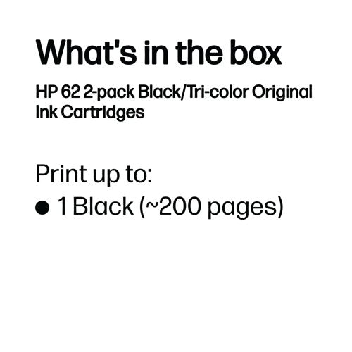 HP 62 Original Ink Cartridge 4/4.5-ml Black/Tri-color N9J71AE