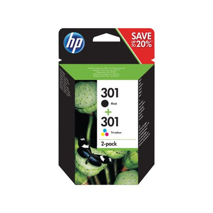 HP 301 Original Ink Cartridge 3-ml Black/Tri-color N9J72AE
