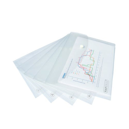 Rapesco Eco Recycled Popper Wallet A5 Clear (Pack of 5) 1588