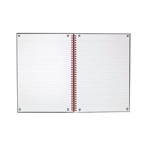 Oxford Black N Red Hardback Wirebound Notebook 140 Pages A4 (Pack of 2) 400194794
