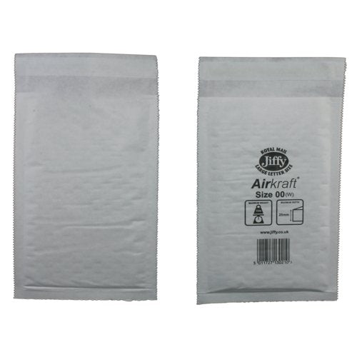 Jiffy AirKraft 00 Bubble Lined Mailer White Pack of 200 MAKC88002