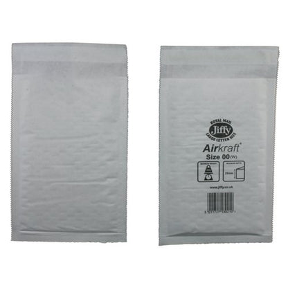 Jiffy AirKraft 00 Bubble Lined Mailer White Pack of 200 MAKC88002