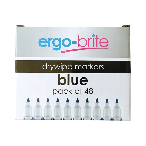 5 Star Ergo-Brite Drywipe Marker Rubber Grip Blue (Pack of 48) WB101-BL