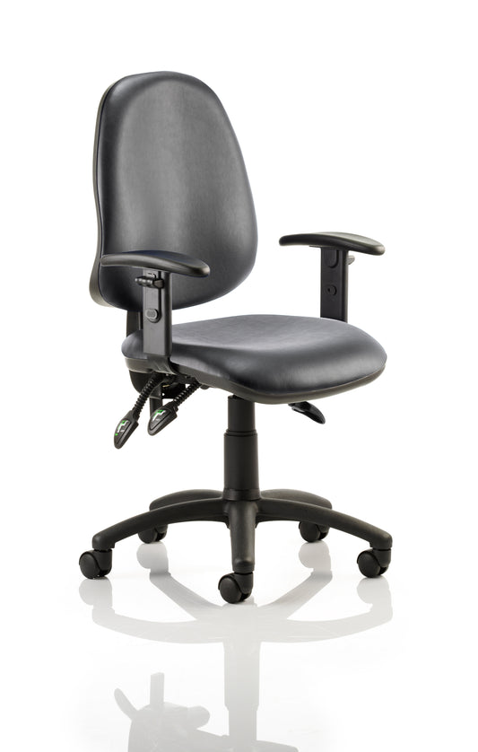 Eclipse Plus III Vinyl Chair Black Adjustable Arms KC0046