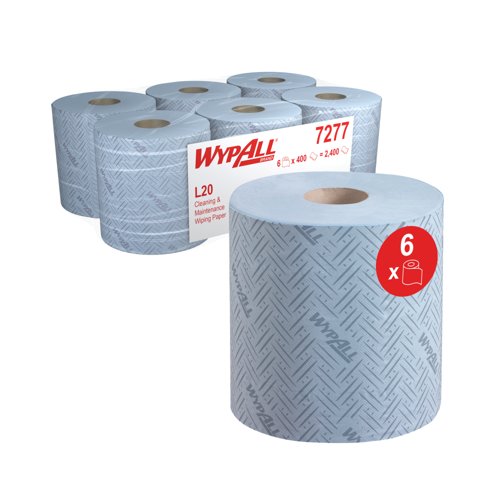 Wypall L20 Cleaning/Maintenance Wipes 2-Ply x400 Blue Pack of 6 7277
