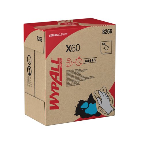 WypAll X60 General Clean Pop-Up Box Cleaning Cloths White (Pack of 10) 8266