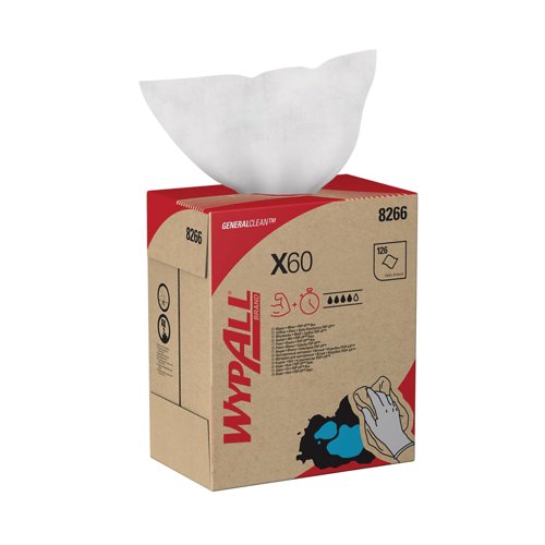 WypAll X60 General Clean Pop-Up Box Cleaning Cloths White (Pack of 10) 8266