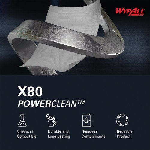 Wypall X80 Power Clean Midi Cleaning Wiper Roll x180 White 8252
