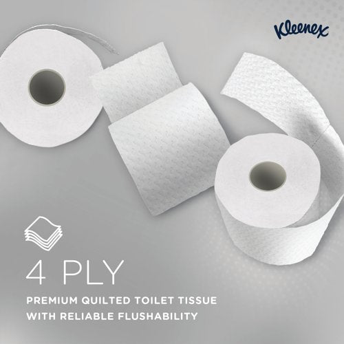 Kleenex Standard Paper Toilet Roll 4-Ply x160 Sh White Pack of 24 8484