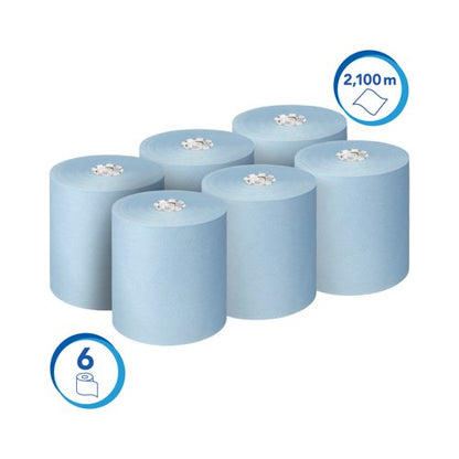 Scott Essential Paper Hand Towel Roll 1-Ply 350m Blue Pack of 6 6692
