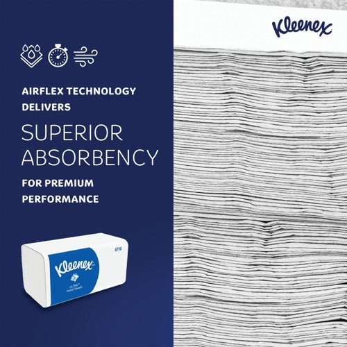 Kleenex V-Fold Paper Hand Towels 3-Ply x96 Towels Pack of 15 6710