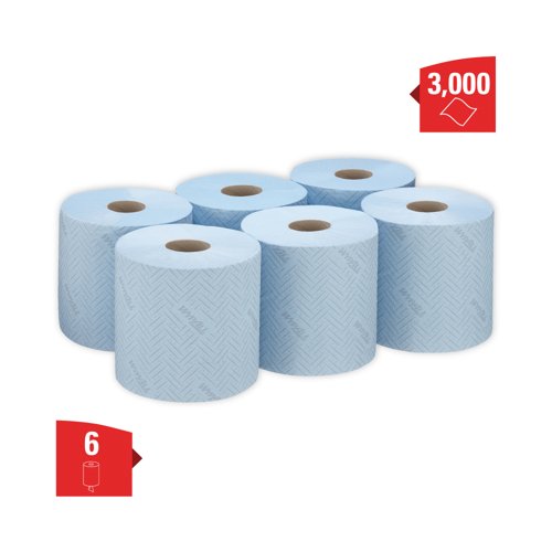 Wypall L10 Service/Retail Wiping Paper 1-Ply x500 Blue Pack of 6 7407