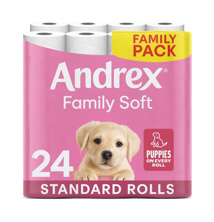 Andrex Family Toilet Roll 2-Ply 170 Sheets per Roll Pack of 24 4978918