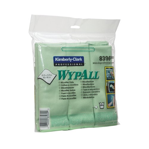 Wypall Microfibre Cloths 400x400mm Green Pack of 6 8396