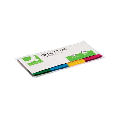Q-Connect Quick Tabs 25x45mm 40 Tabs 4 Pads Clear/Assorted (Pack of 160) KF01225