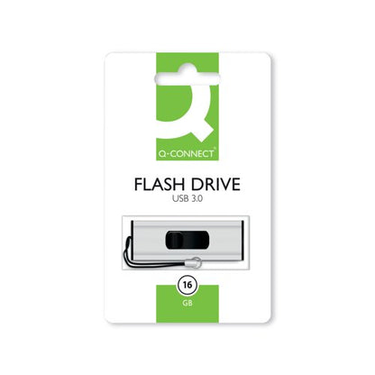 Q-Connect USB 3.0 Slider 16GB Flash Drive Silver/Black KF16369