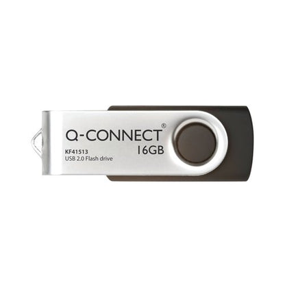 Q-Connect USB 2.0 Swivel 16GB Flash Drive Silver/Black KF41513