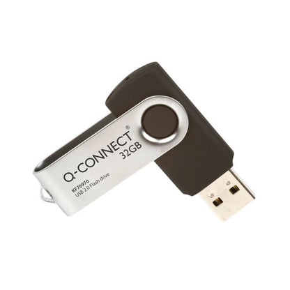 Q-Connect USB 2.0 Swivel 32GB Flash Drive Silver/Black KF76970