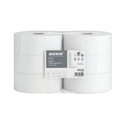 Katrin Jumbo Toilet Roll 2-Ply 60mm Core Refill (Pack of 6) 62110