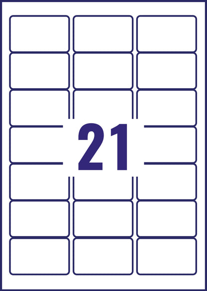 Avery Laser Label 63.5x38.1mm 21 Per A4 Sheet Crystal Clear (Pack 525 Labels) L7782-25