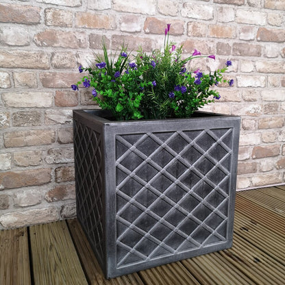 Lazio Pewter Small 32cm Square Planter