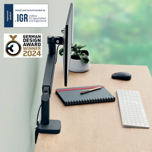 Leitz Ergo Single Monitor Arm Dark Grey 64890089