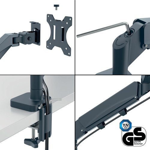 Leitz Ergo Dual Monitor Arm Dark Grey 65370089