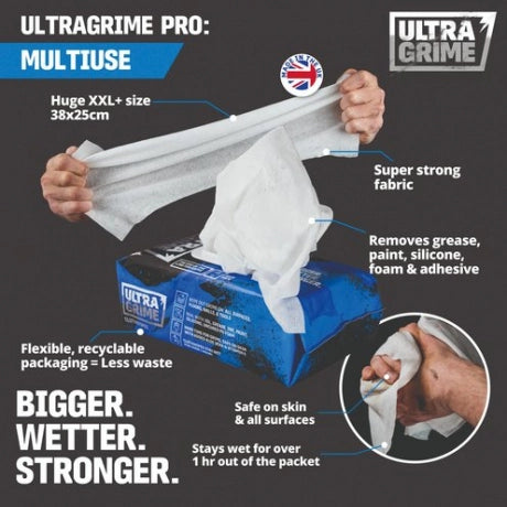 Ultragrime Huge Multipurpose Cleaning Wipes - Pack Of 100