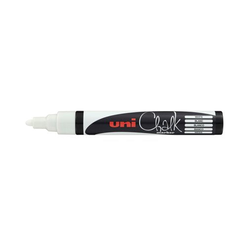 Uni-Ball UniChalk PWE5M Glass Marker Bullet Tip White (Pack of 6) 264614000