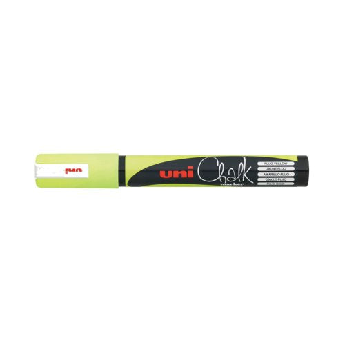 Uni-Ball UniChalk PWE5M Glass Marker Bullet Tip Fluorescent Yellow (Pack of 6) 264622000