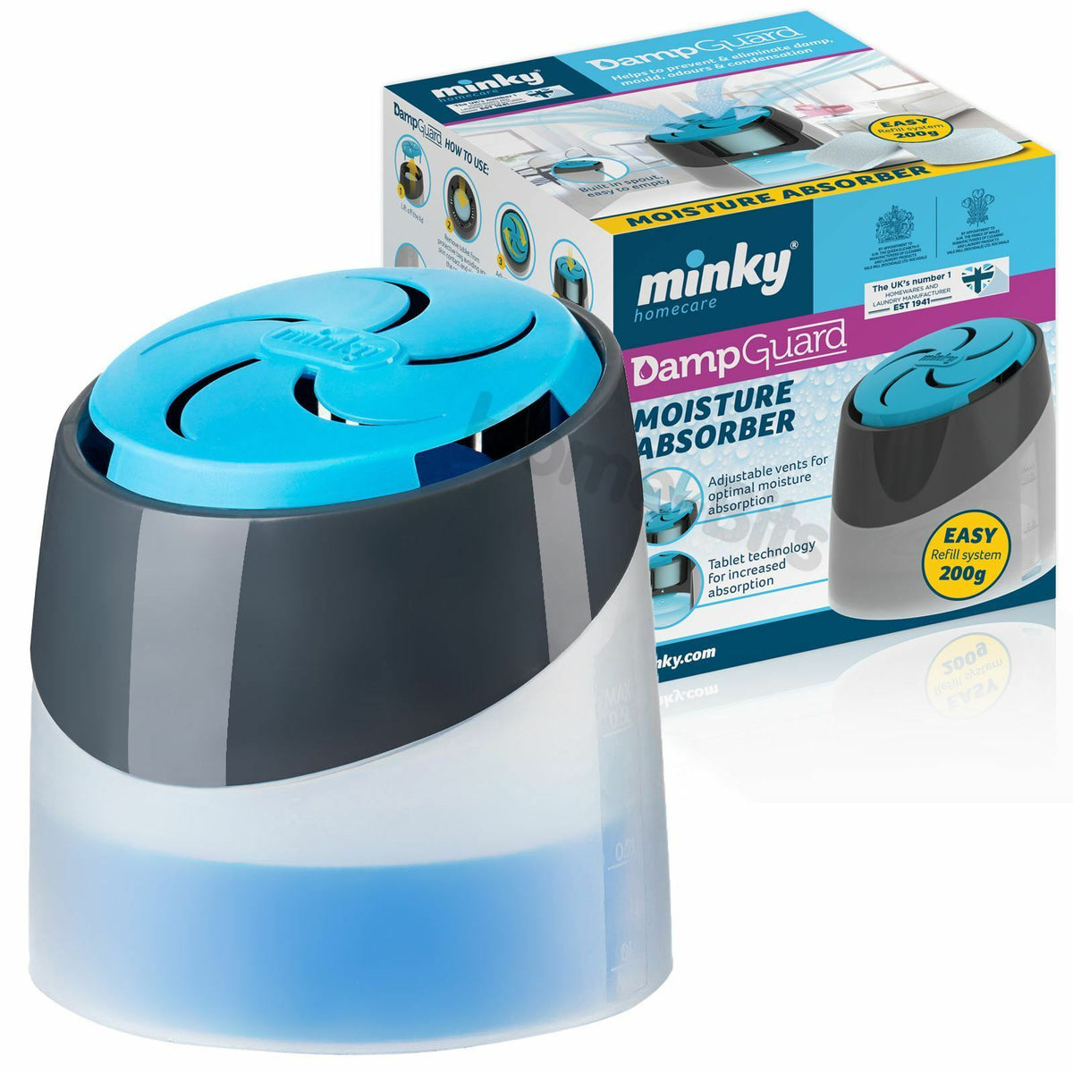 Minky Moisture Absorber 200g Stops Damp, Mouldy Corners, Mildew.