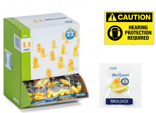 Moldex Ear Plugs "Mellows" 200 Pairs Un-Corded, {M7600}