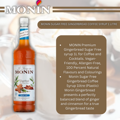 Monin Sugar Free Gingerbread Coffee Syrup 1litre (Plastic Bottle)