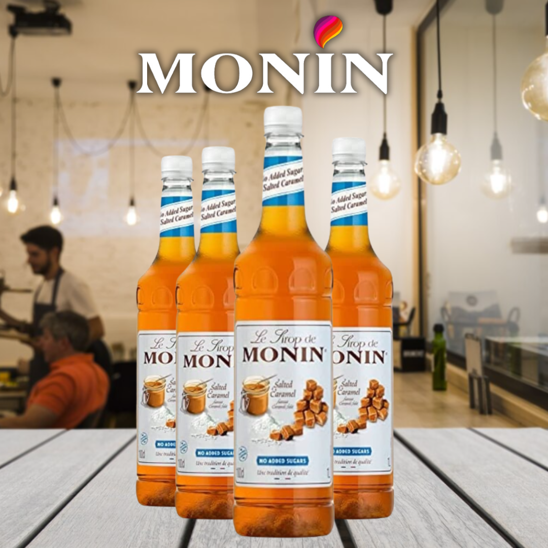 Monin Salted Caramel Coffee Syrup No Added Sugars 1 litre (Plastic)