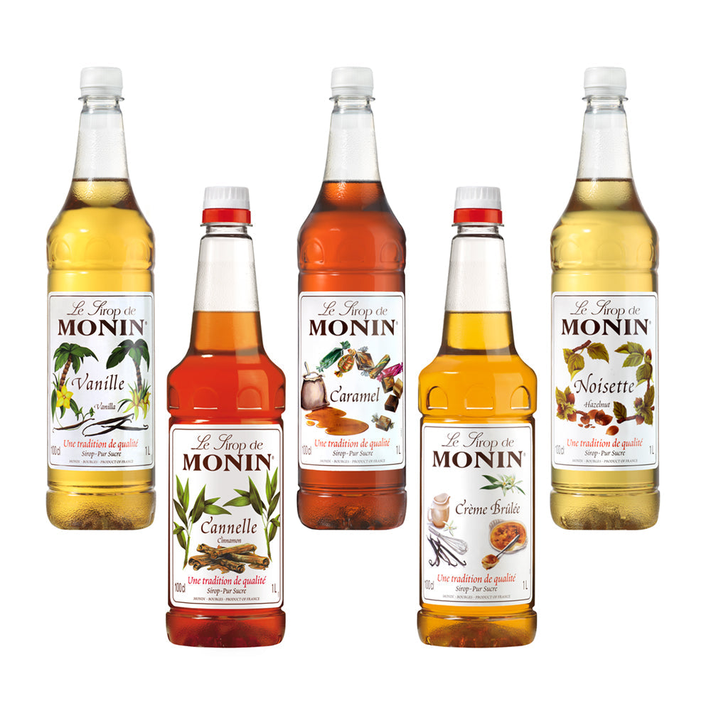 Monin Premium Coffee Syrups (Multi Pack Offer) 4 x 1 Litre Bottles